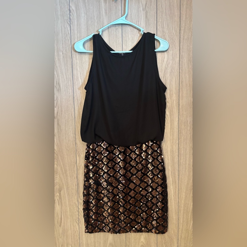 Black and Gold Sequin Dress